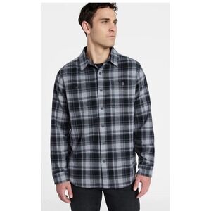 George-Mens-Plaid‎ Black Soot, Knit Overshirt-iLong Sleeves-Sz S-NWT